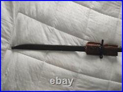 WWII Japanese Type 30 Bayonet Straight Quillion withWooden Scabbard a-x