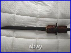 WWII Japanese Type 30 Bayonet Straight Quillion withWooden Scabbard a-x