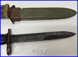 WWII U. S. CASE USM4 M1 Carbine Rifle Bayonet Knife & USM8 B. M. Co. Scabbard