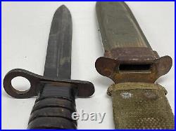 WWII U. S. CASE USM4 M1 Carbine Rifle Bayonet Knife & USM8 B. M. Co. Scabbard