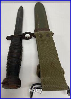 WWII U. S. CASE USM4 M1 Carbine Rifle Bayonet Knife & USM8 B. M. Co. Scabbard