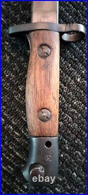 WWI WWII M 1907 British Sanderson Co. Bayonet + Leather Scabbard Circa Nov 1917