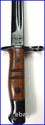 Wwi Us Army M1917 Enfield Remington Winchester Rifle Bayonet & Carry Scabbard