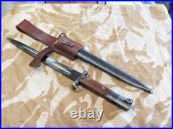 Yugoslav M48 Bayonet, Leather Frog & Scabbard. Matching #'s. USED